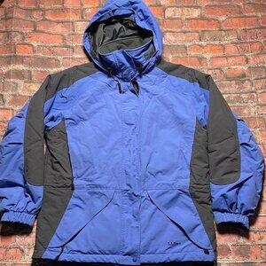 LL Bean Jacket Women Petite M Blue Winter Warmer Coat Parka Hooded Outdoor Ski